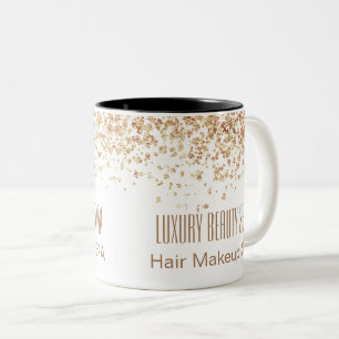 Girly Brownish Glittery Luxury Beauty Salon Zweifarbige Tasse