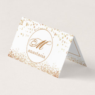 Girly Brownish Glittery Luxury Monogram Salon Visitenkarten