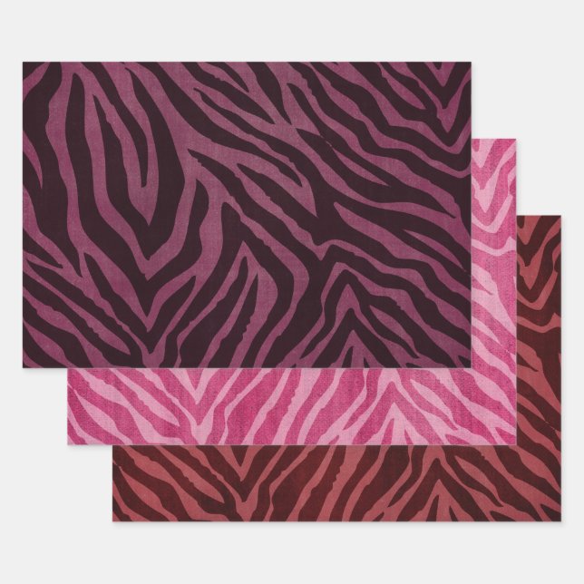 Girly Burgundy Rosa Zebra Print Geschenkpapier Set (Set)