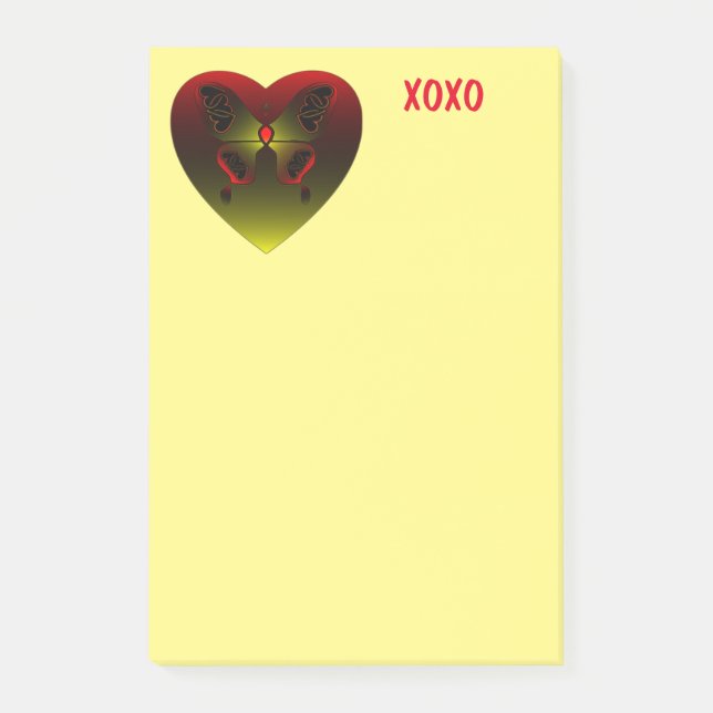 Girly Butterfly Liebe Herz Post-it Klebezettel (Vorderseite)