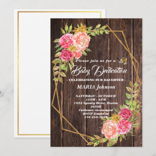 Girly Butterfly Watercolor Floral Baby Dedication Einladung