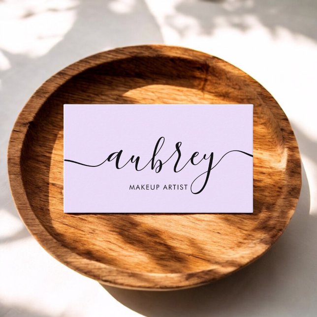 Girly Calligraphy Minimalistisch Light Lila Visitenkarte (Von Creator hochgeladen)