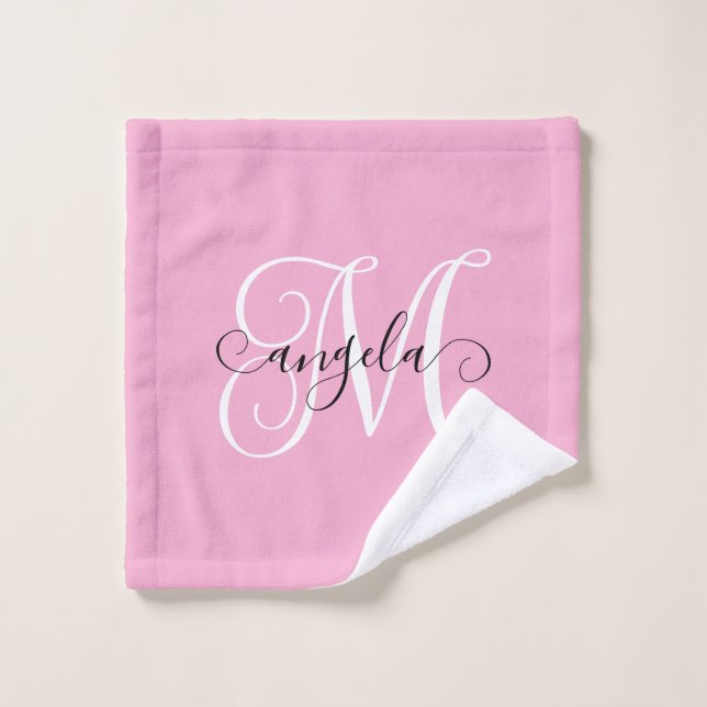 Girly Calligraphy Monogram Light Pink Waschlappen (Waschlappen)