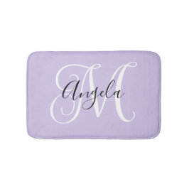 Girly Calligraphy Monogram Pale Lavendel Badematte