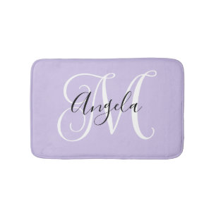 Girly Calligraphy Monogram Pale Lavendel Badematte