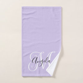 Girly Calligraphy Monogram Pale Lavendel Handtuch