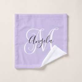 Girly Calligraphy Monogram Pale Lavendel Waschlappen
