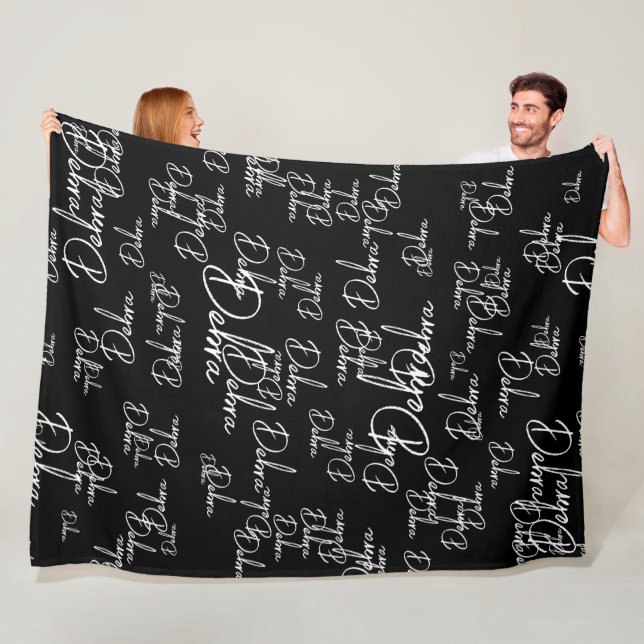 Girly Calligraphy Names Typografy Black Fleecedecke (Beispiel)