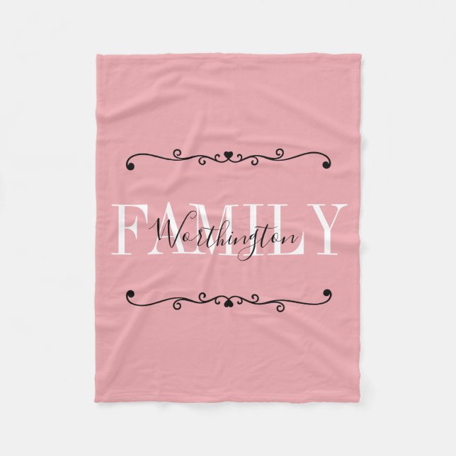 Girly Calligraphy words Name pink blush red Fleecedecke (Vorderseite)