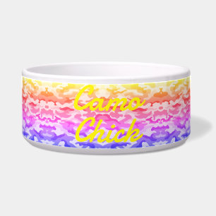 Girly Camouflage Pastelle Monogramm in Gelb   Napf