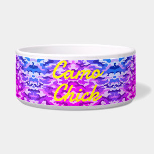 Girly Camouflage Pinks/Blues Monogramm in Gelb   Napf
