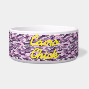 Girly Camouflage Pinks Monogramm in Gelb   Napf