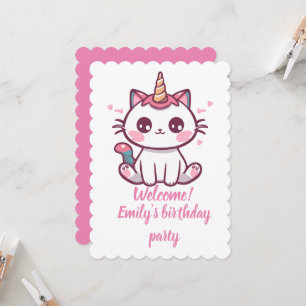 Girly Caticorn-Geburtstag Einladung