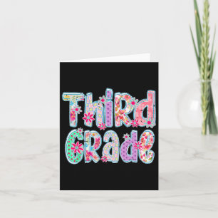 Girly Checkered Floral Third Grade Zurück in die S Karte