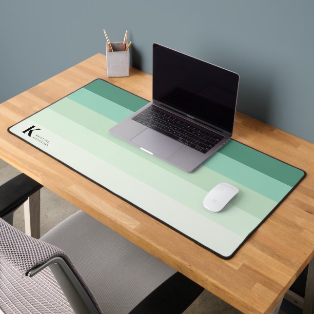 Girly Chic Aquamarin Green Ombre Classic Monogram Schreibtischunterlage (Büro 2)
