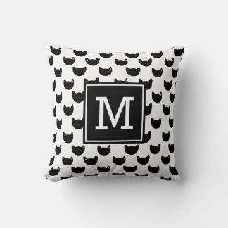 Girly chic Doodle Black Cat Monogram Personalisier Kissen