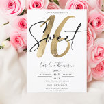 Girly chic gold border script Foto Sweet 16 Einladung<br><div class="desc">Sie suchen die perfekte und coolste Sweet 16 Geburtstagsfeier? Holen Sie sich dieses trendige und schicke gürtelgelbe goldgelbe Randskript Foto Sweet 16 einladen,  fügen Sie Ihr Foto auf der Rückseite mit einem eleganten Signaturskript. Kontaktieren Sie mich,  wenn Sie die Rose Gold Text anpassen möchten.</div>