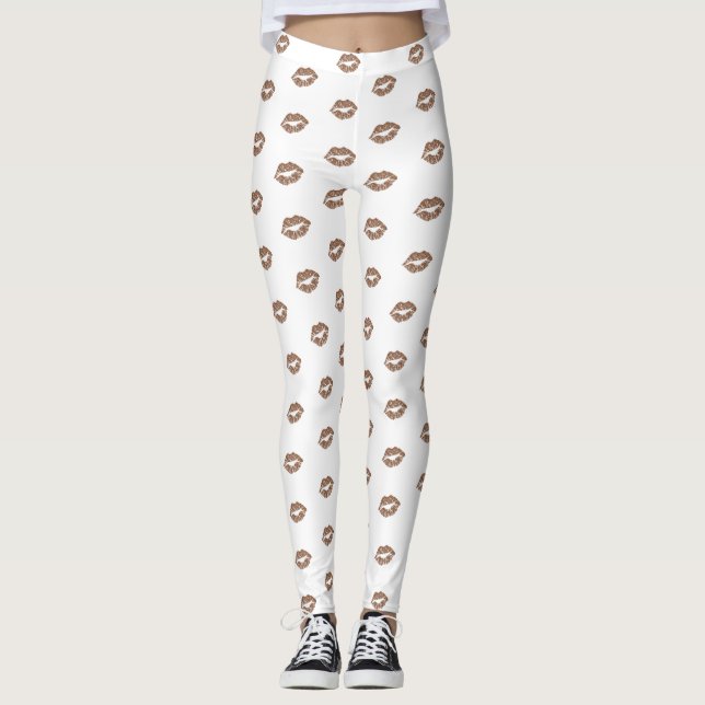 Girly Chic-Imitat-GoldGlitzer-Lippenmuster Leggings (Vorderseite)