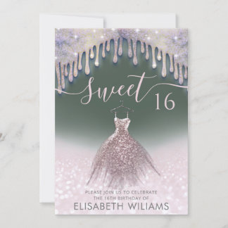 Girly chic Kleid Tropfen Rose gold glittery ombre  Einladung