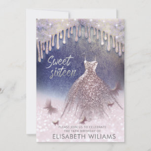 Girly chic Kleid Tropfen Rose gold glittery ombre Einladung