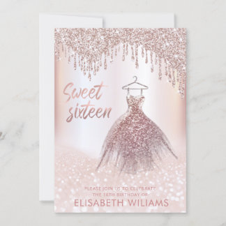 Girly chic Kleid Tropfen Rose gold glittery ombre Einladung