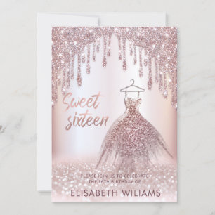 Girly chic Kleid Tropfen Rose gold glittery ombre  Einladung