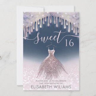 Girly chic Kleid Tropfen Rose gold glittery ombre  Einladung