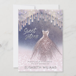 Girly chic Kleid Tropfen Rose gold glittery ombre  Einladung