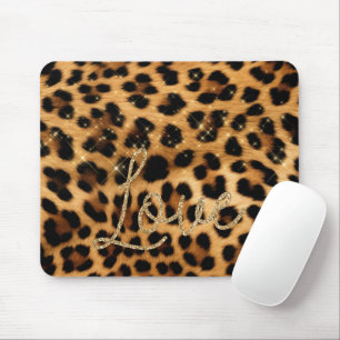 Girly Chic Leopard Gold Glitzer Liebe Mousepad