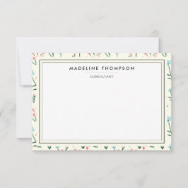 Girly Chic Pastel Pink Blue Flowers Pattern Mitteilungskarte