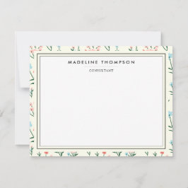 Girly Chic Pastel Pink Blue Flowers Pattern Mitteilungskarte