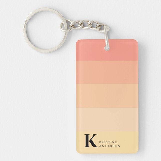 Girly Chic Peach Ombre Classic Monogram Schlüsselanhänger (Vorderseite)