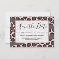 Girly Chic Pink Black Gray Leopard Cheetah Print
