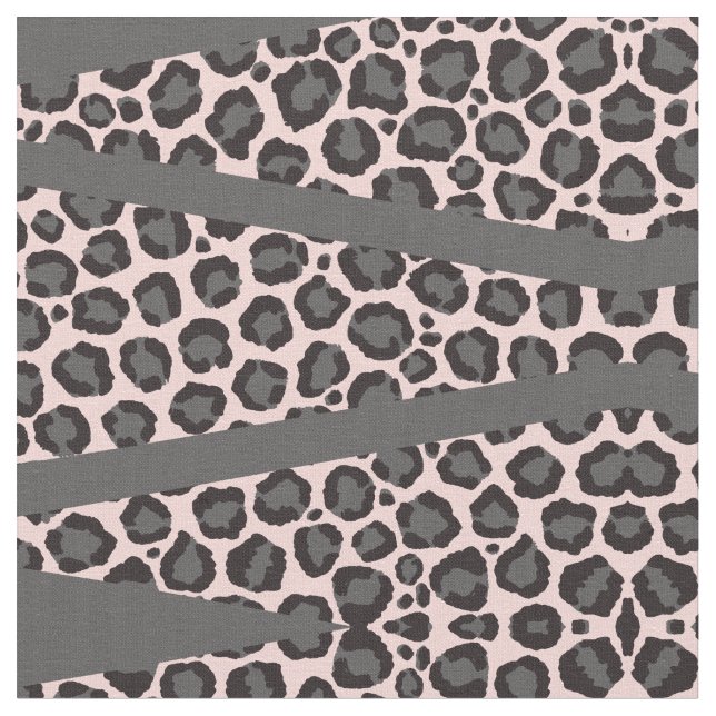 Girly Chic Pink Black Gray Leopard Cheetah Print Stoff (Nahaufnahme)