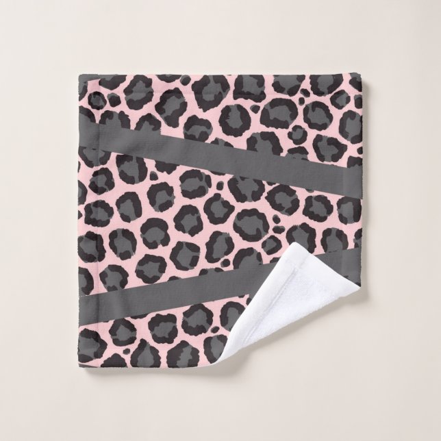 Girly Chic Pink Black Gray Leopard Cheetah Print Waschlappen (Waschlappen)