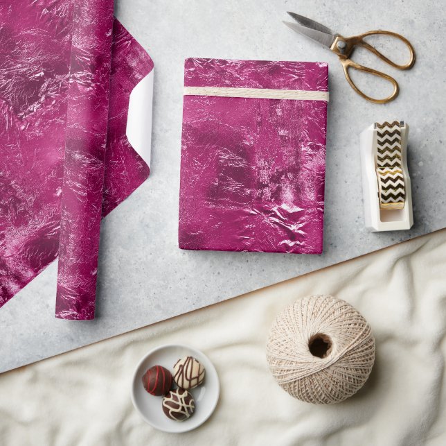Girly Chic Pink Crinkle Geburtstag Geschenkpapier (Kunsthandwerk)