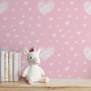 Girly Chic: Pink Doodle Herz Peel and Stick Tapete