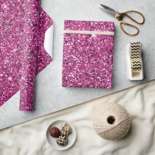 Girly Chic Pink Glitzer Geburtstag Geschenkpapier
