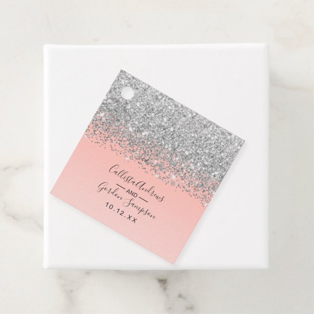 Girly Chic Silver Confetti Pink Gradient Ombre Geschenkanhänger (Beispiel)
