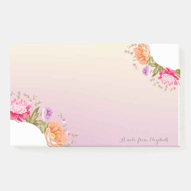 Girly Chic Stilvoll floral - Personalisiert Post-it Klebezettel (Vorderseite)