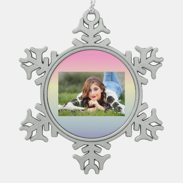 Girly chic unicorn pink purple pastbow schneeflocken Zinn-Ornament (Vorderseite)