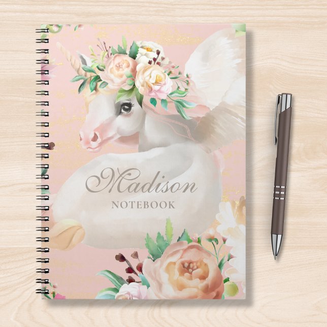 Girly Chic Watercolor Blumenhorn Personalisiert Notizblock (Von Creator hochgeladen)