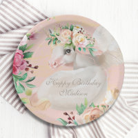 Girly Chic Watercolor Blumenhorn Personalisiert