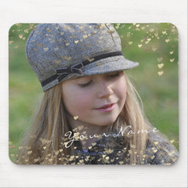 Girly Child Foto Golden Confetti Herz Süß Mousepad