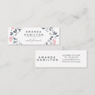Girly Classy Watercolor Rahmen Bouquet pink grau Mini Visitenkarte