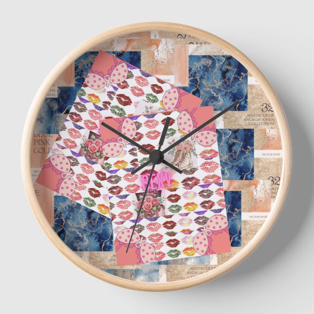 Girly Clock Rose Gold Blush Pink Uhr (Vorderseite)