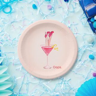 Girly Cocktail Spaß Illustration, Girls Night Out Pappteller