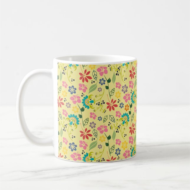 Girly Colorful Boho Spring Blumen Kaffeetasse (Links)