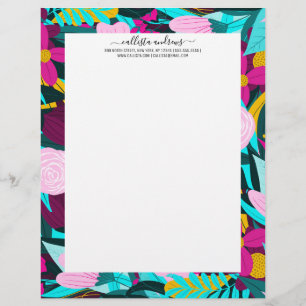 Girly Colorful Floral Blätter Illustration Pattern