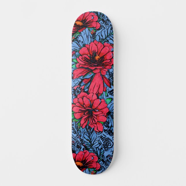 Girly Colorful Floral Urban Street Art Inspiriert Skateboard (Vorderseite)